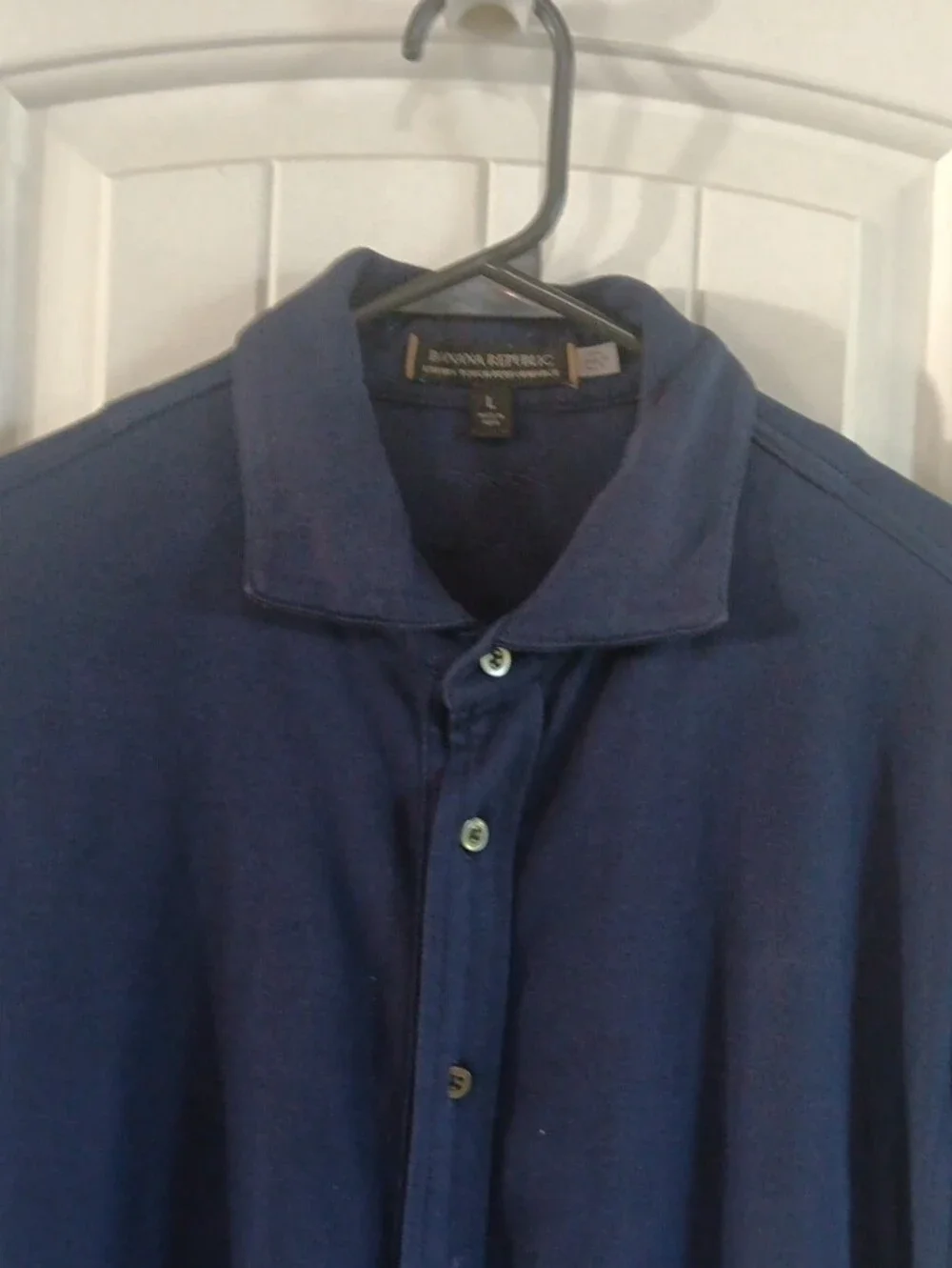 Banana Republic Mens Large Luxury Touch Performance Button Down Polo Blue
